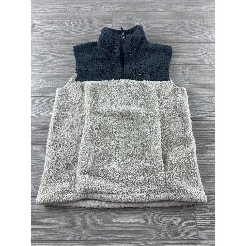 Black Diamond Womens XS Sherpa Fleece Vest Two Tone Grey Navy Quarter Zip 1298